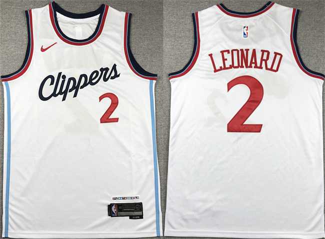 Mens Los Angeles Clippers #2 Kawhi Leonard White Stitched Jersey